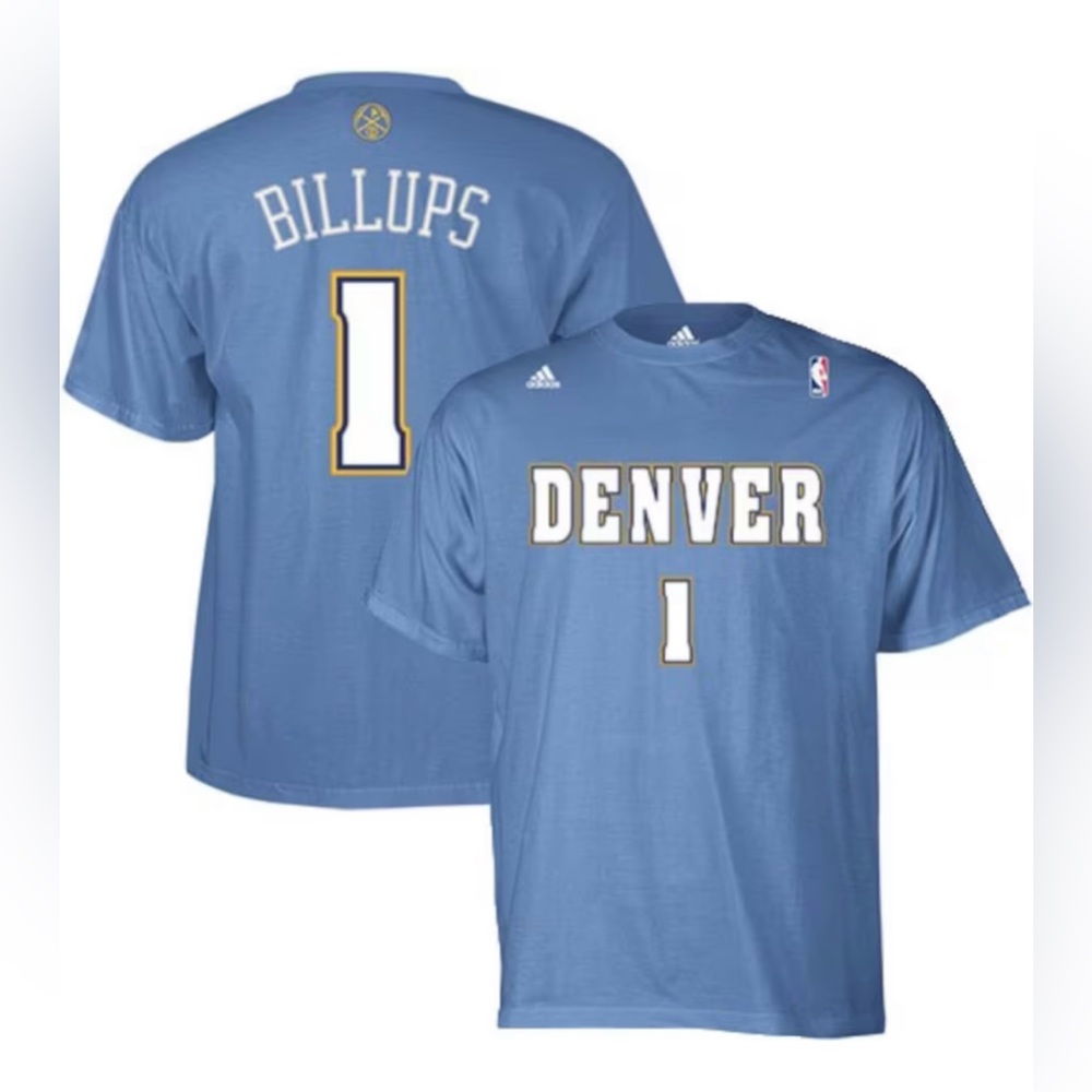 NWT Adidas Youth Denver Nuggets #1 Chauncey Billips Tee Shirt *